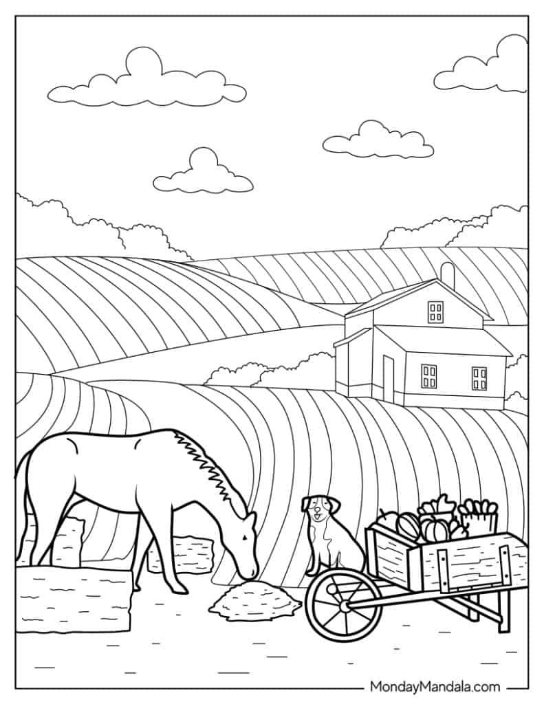 Farm coloring pages free pdf printables