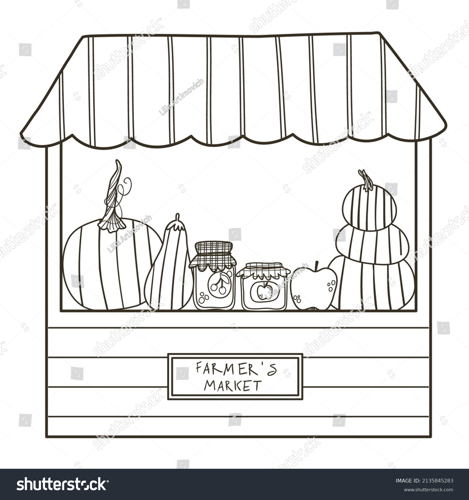 Stock vektor âcoloring page cute farmers market pumpkinsâ bez autorskãch poplatkå