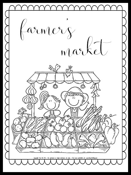 Farmers market coloring page free homeschool deals