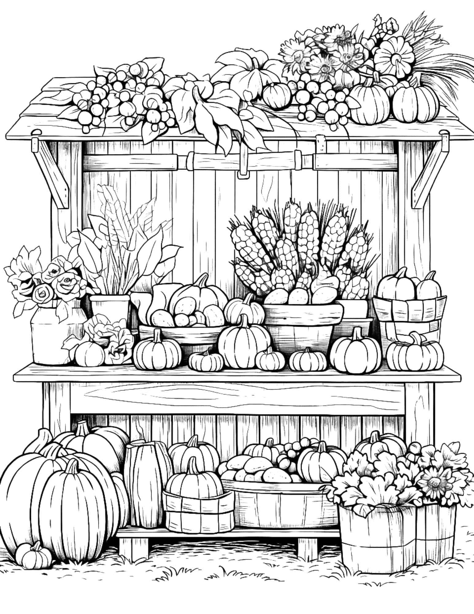 Thanksgiving coloring pages for kids and adults