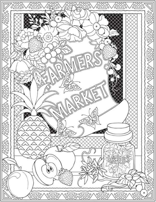 Farmers market coloring pages â