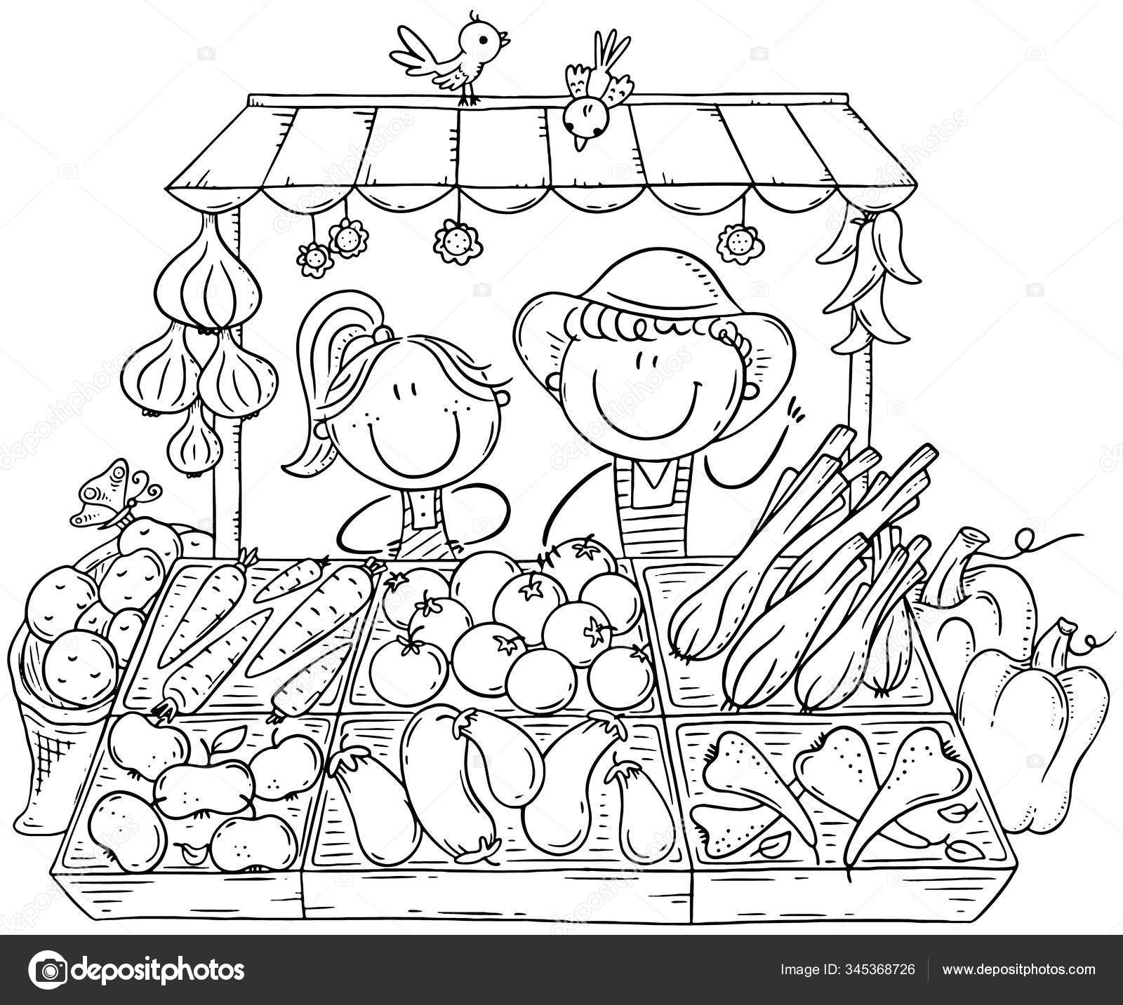 Free printable farmers market coloring pages
