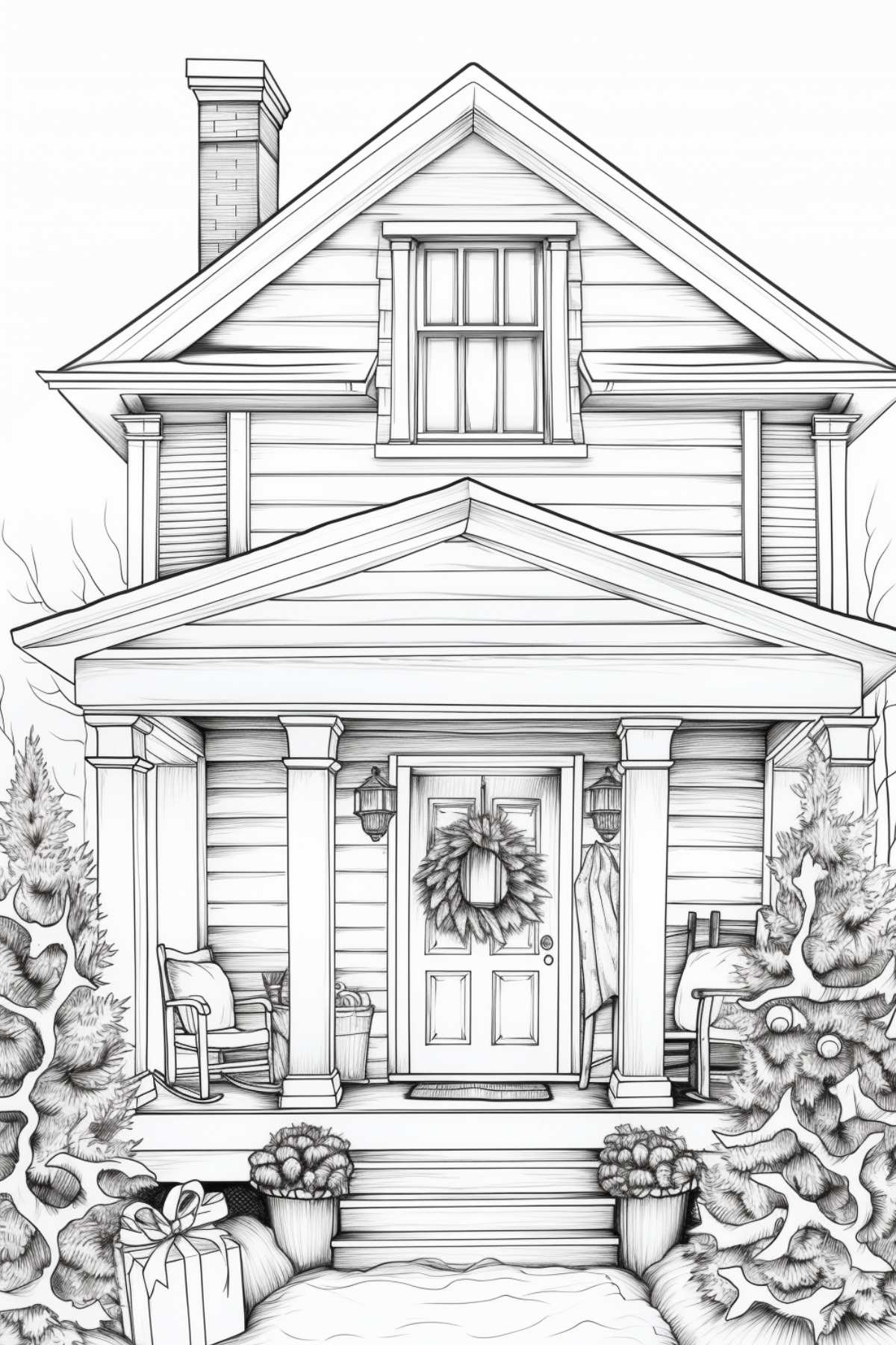 Stunning farmhouse christmas coloring pages