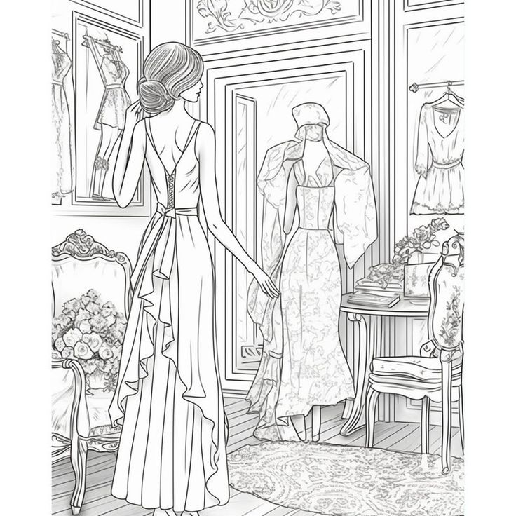 Fashion dress shopping coloring pages pdf coloring pages kids coloring pages adult coloring pages adult coloring coloring books