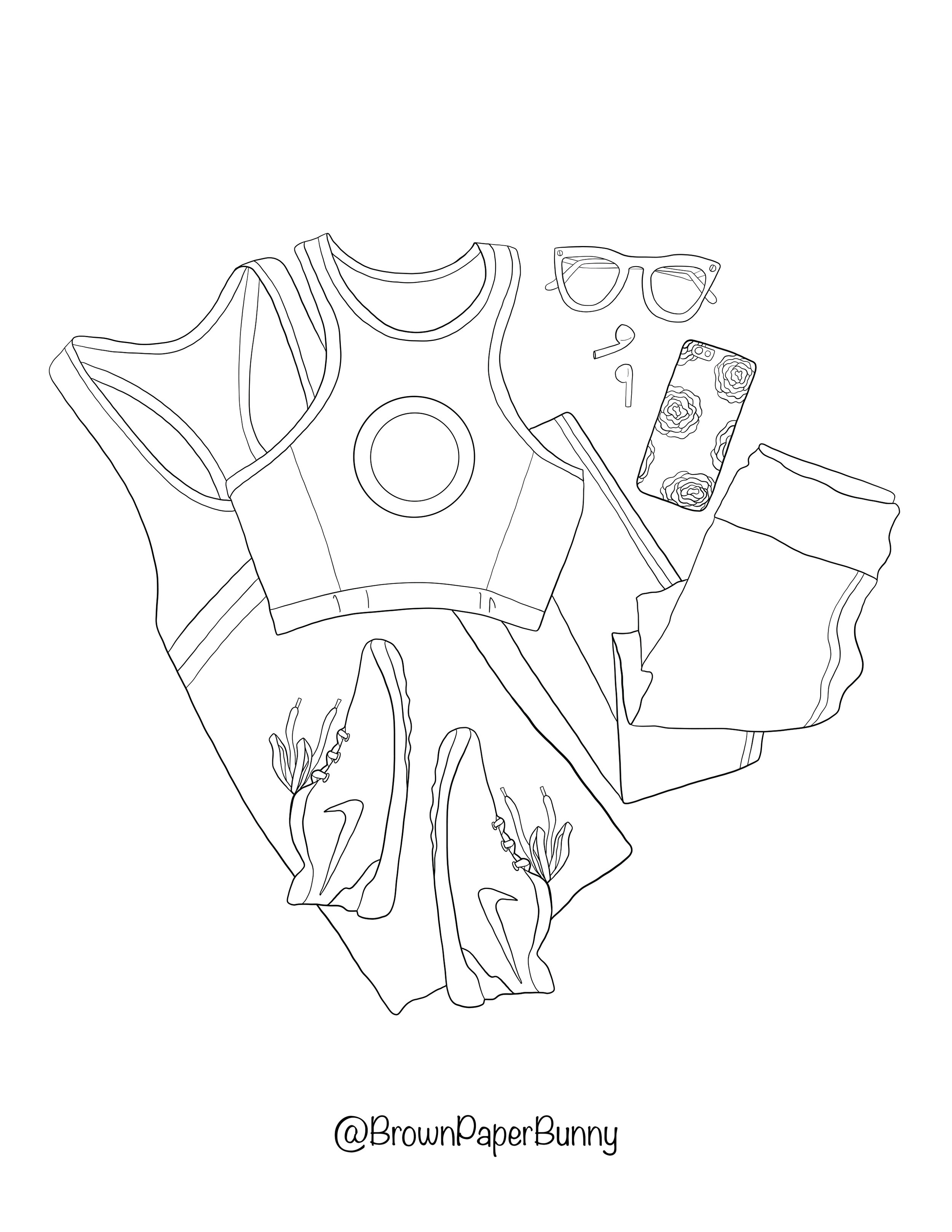 Free coloring pages fashion flatlays â brown paper bunny studio