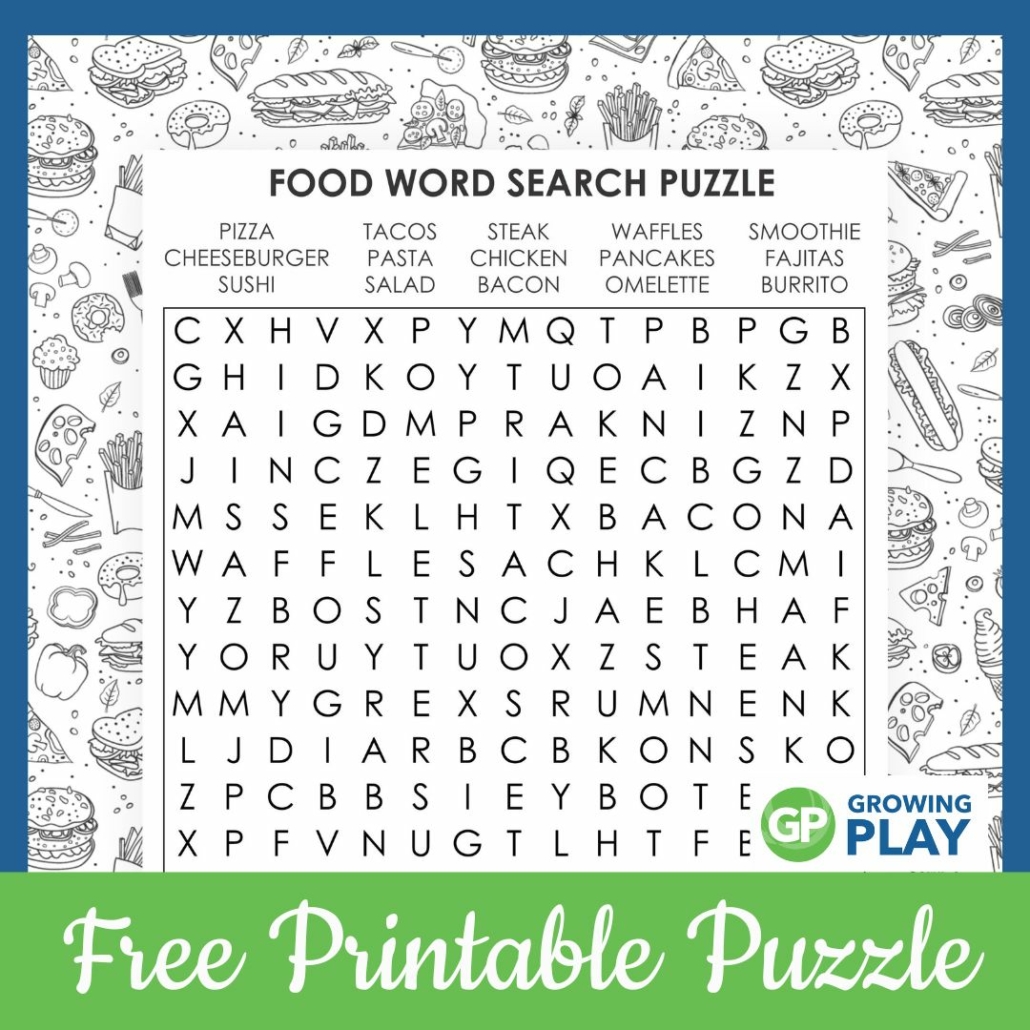 Food word search printable