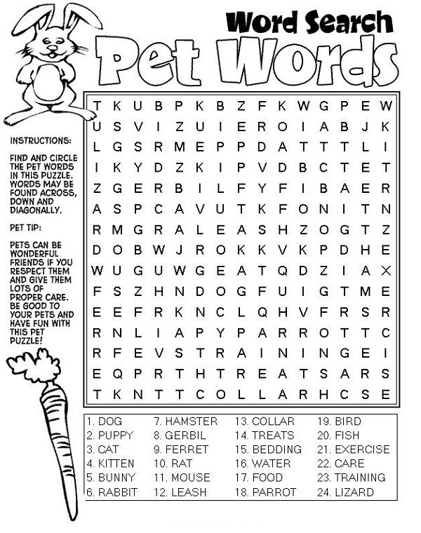 Printable games collection kids word search fun worksheets word puzzles