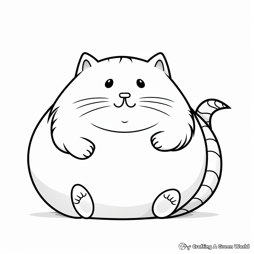 Cute fat cat coloring pages