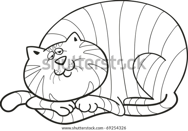 Illustration happy fat cat coloring book stock vector royalty free