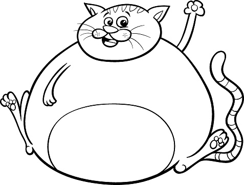 Fat cat cartoon character coloring book stock illustration