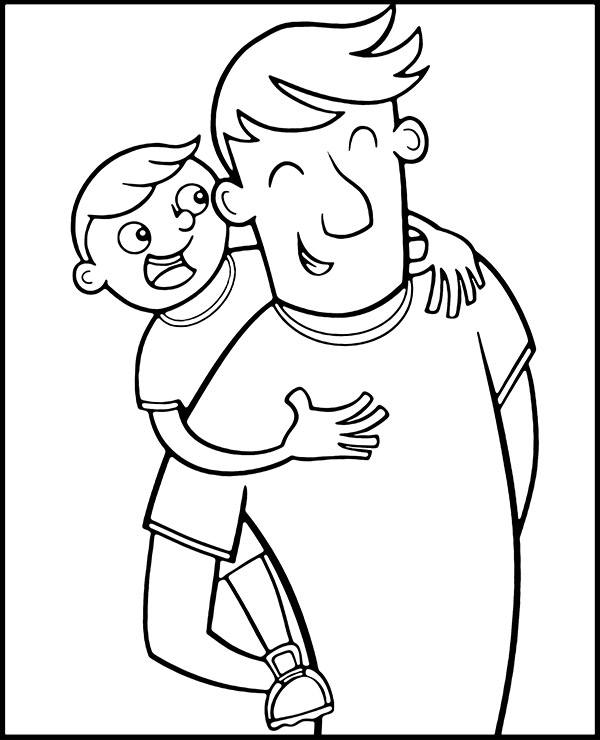 Father son coloring page worksheet
