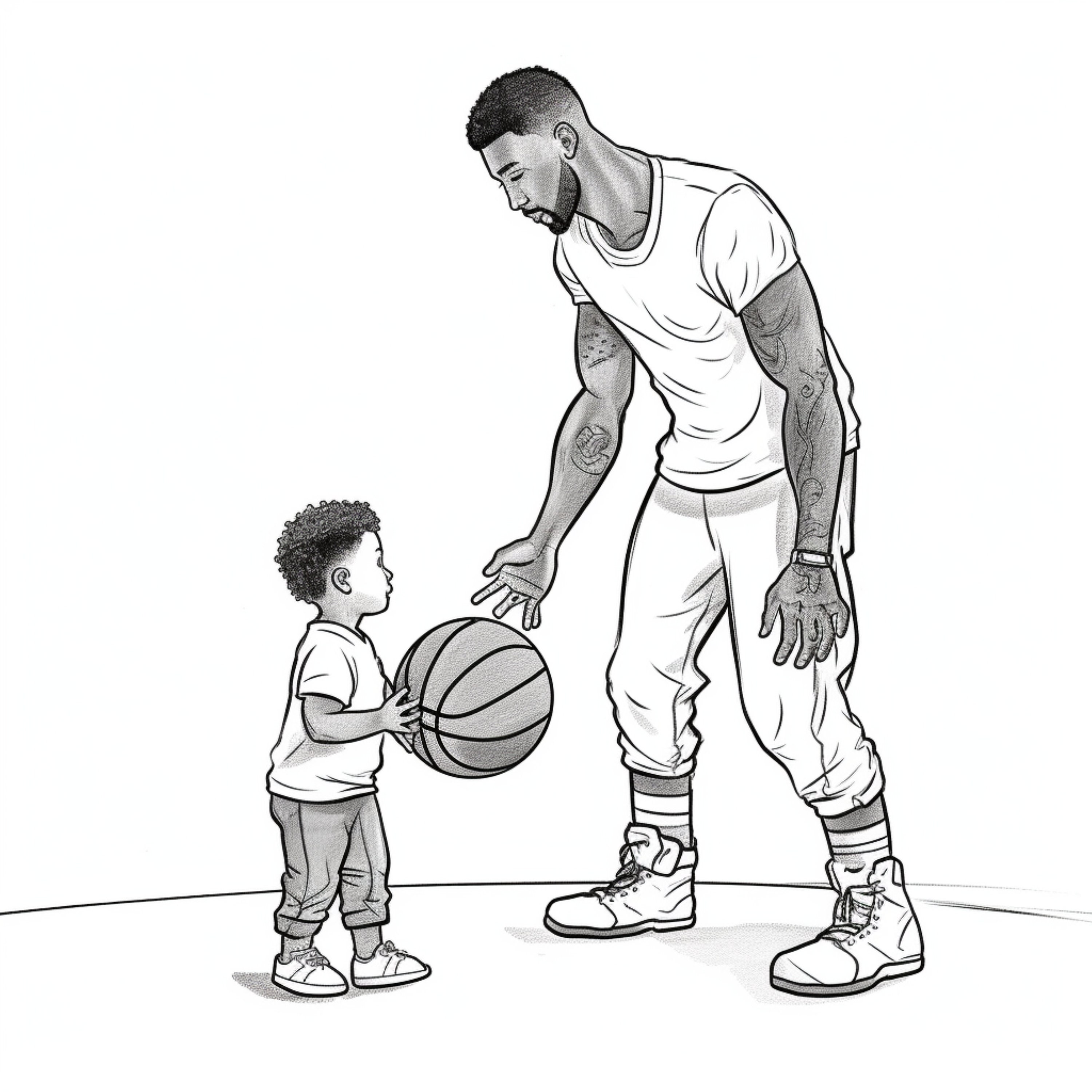 Father and son basketball coloring pages