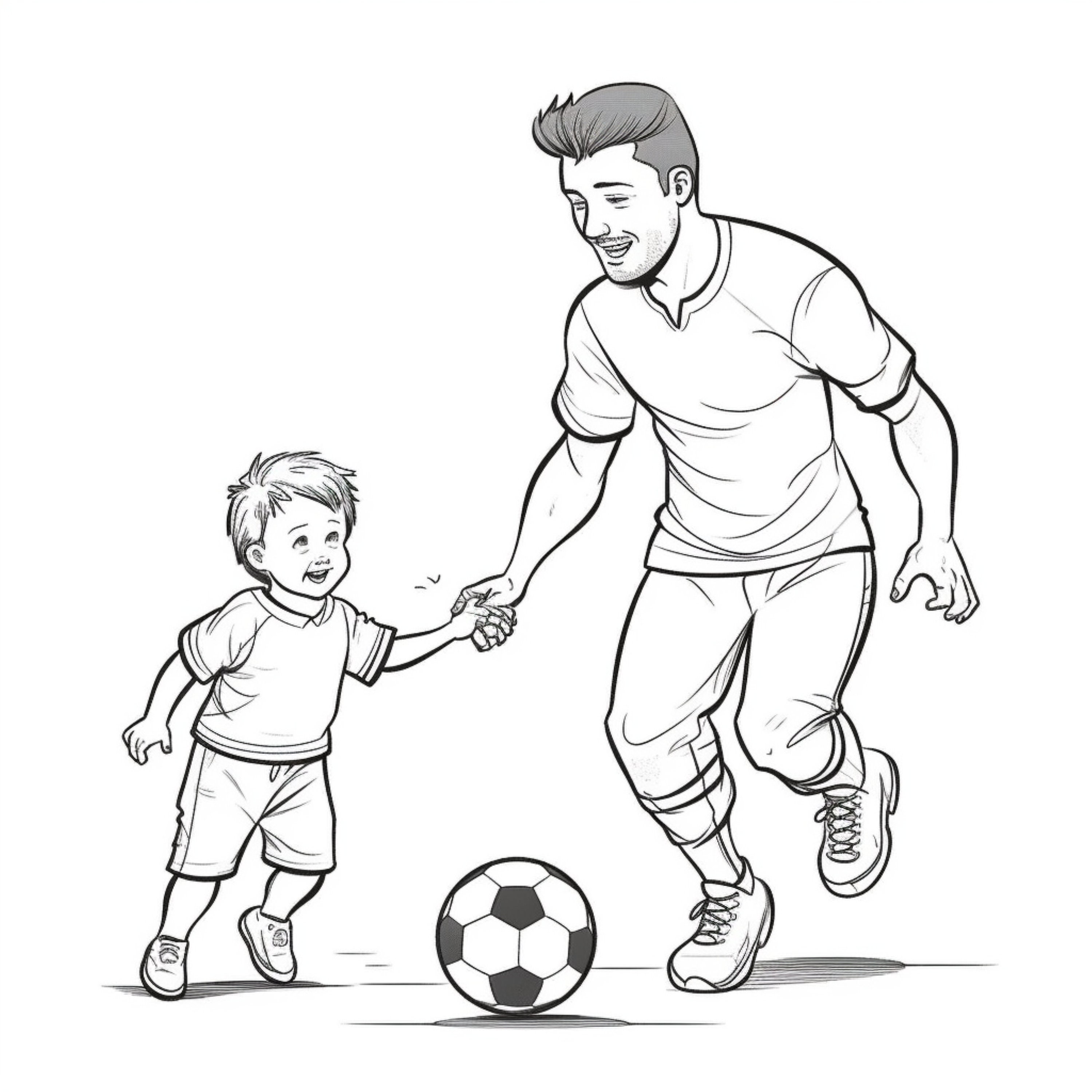 Father and son soccer coloring pages