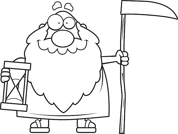 Happy cartoon father time stock illustration