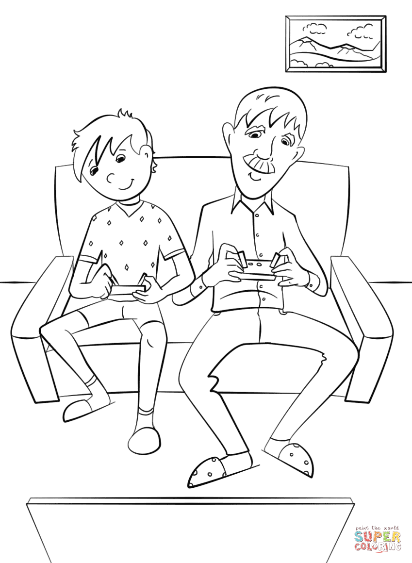 Spending time with dad coloring page free printable coloring pages