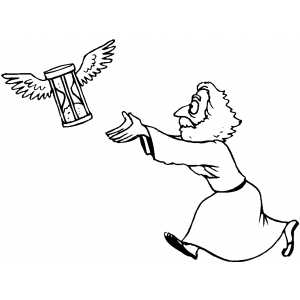 Father time running coloring page