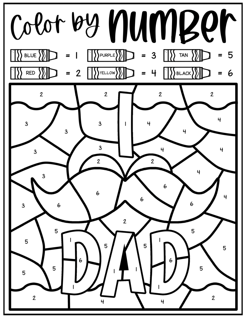 Fathers day lor by number pages free printable pictures