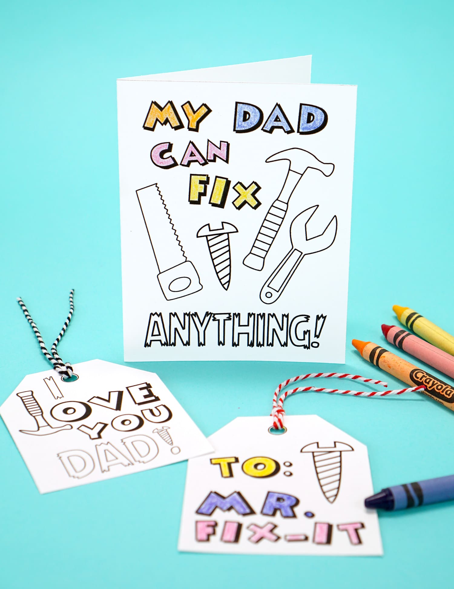 Printable fathers day card coloring page