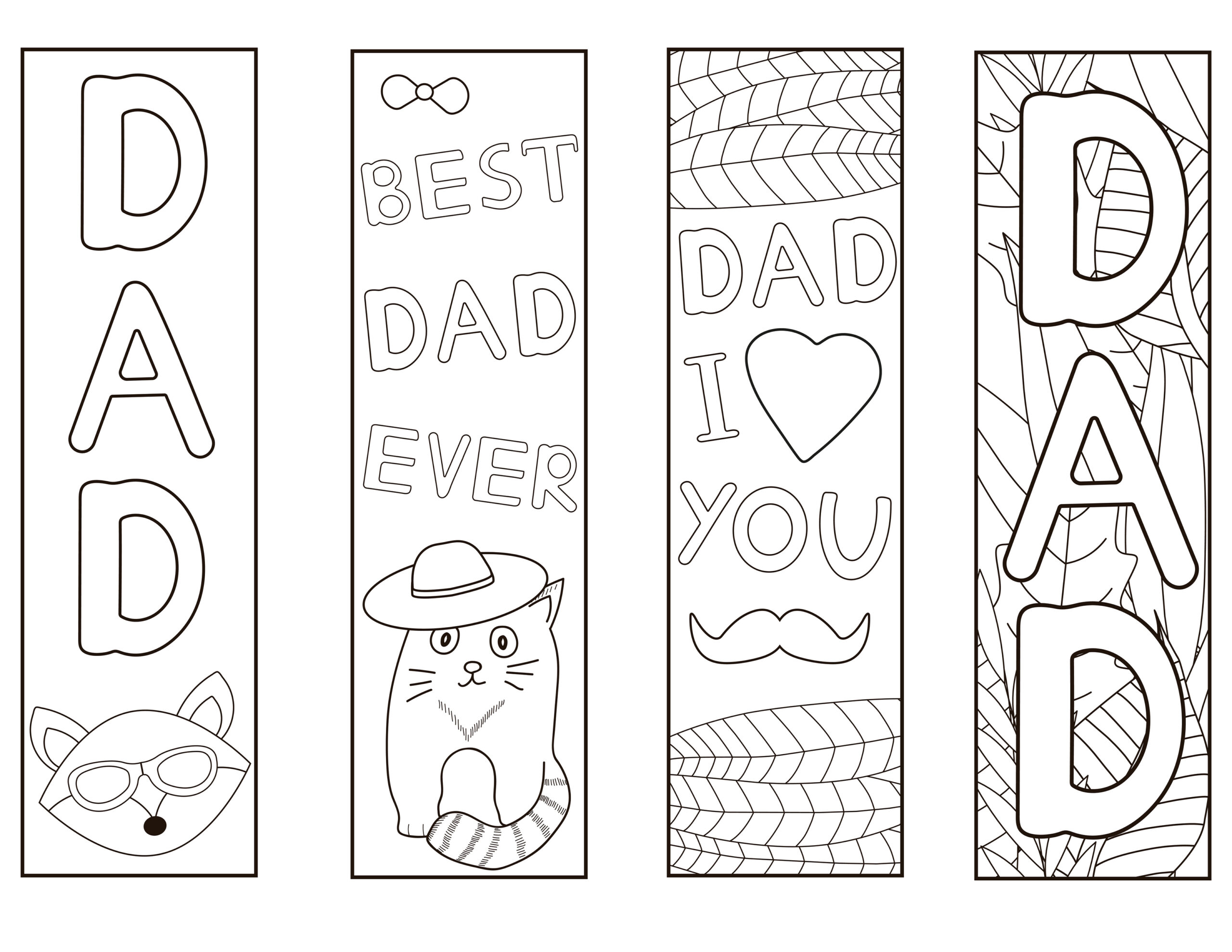 Fun printable fathers day bookmarks to colour