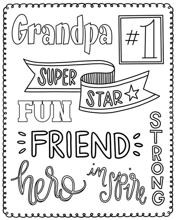 Fathers day grandpa coloring page