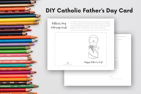 Diy catholic fathers day coloring card st joseph