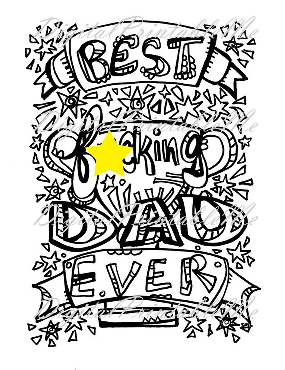 Swear coloring page fathers day gift best fking dad