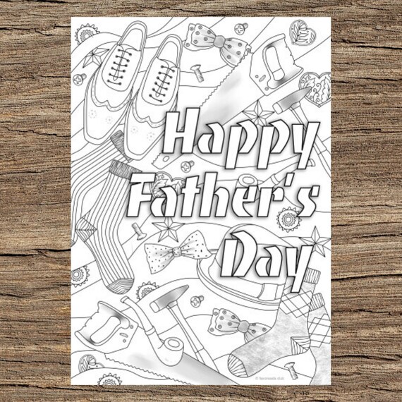 Happy fathers day printable adult coloring page from