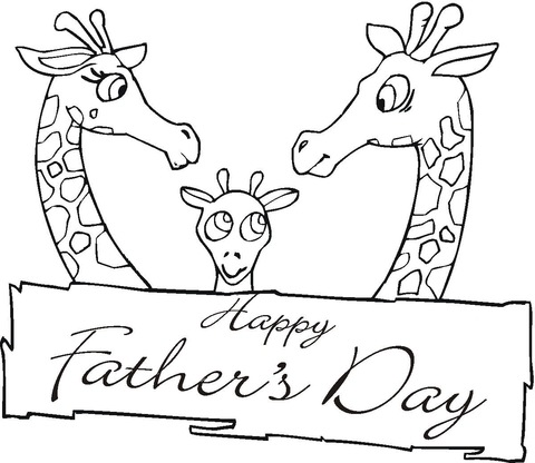 Giraffes together on fathers day coloring page free printable coloring pages