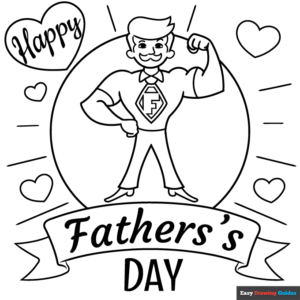 Fathers day card coloring page easy drawing guides