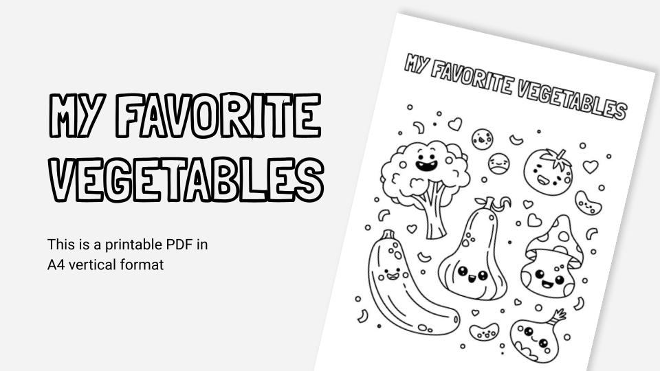 My favorite vegetables printable coloring worksheet