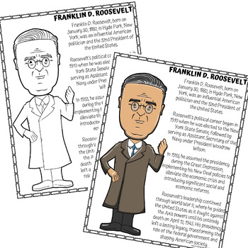 President franklin d roosevelt unit study biography research coloring page