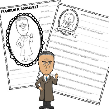 President franklin d roosevelt unit study biography research coloring page