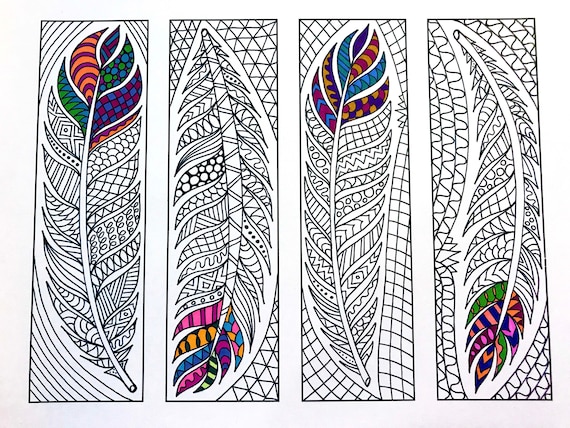Feather bookmarks pdf coloring page