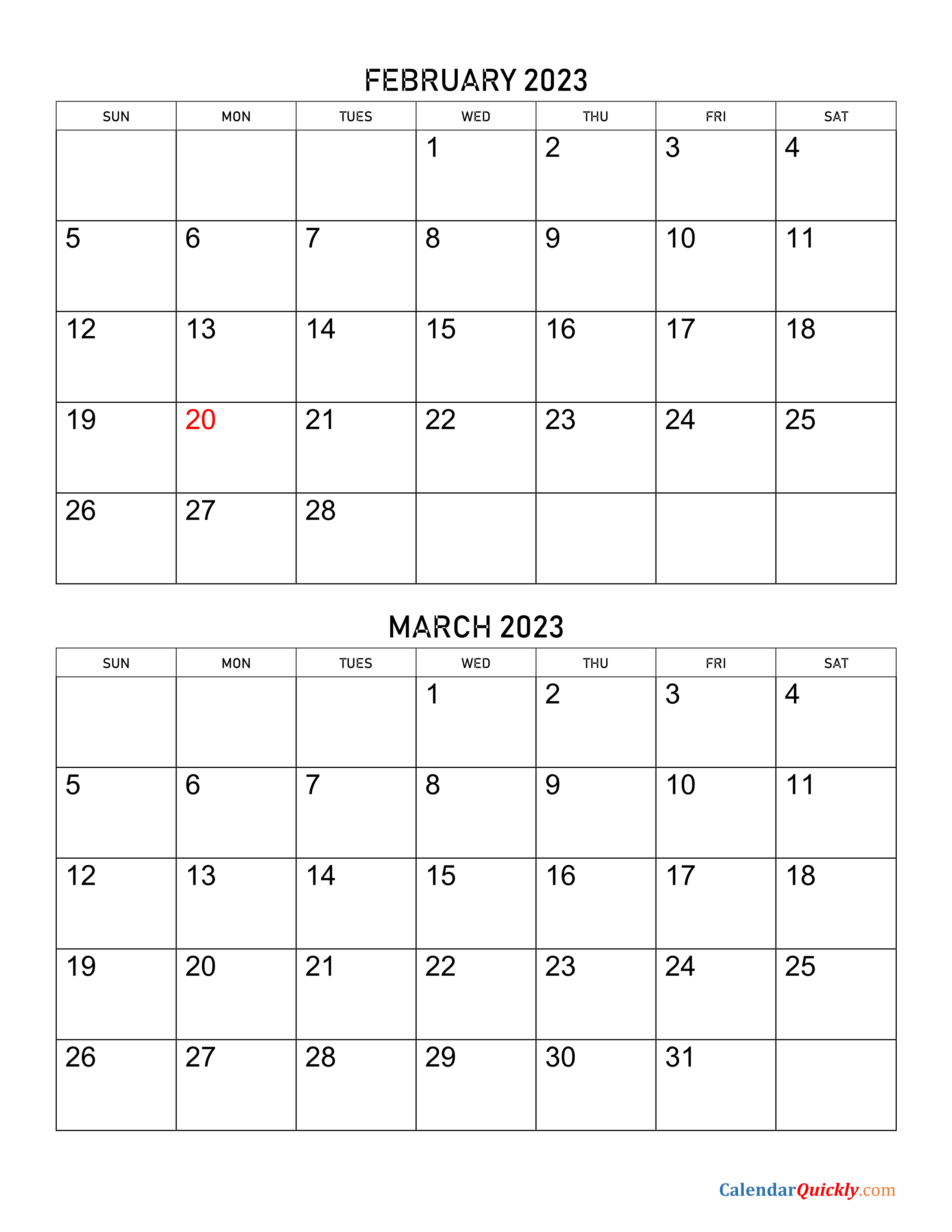 February and march calendar calendar quickly
