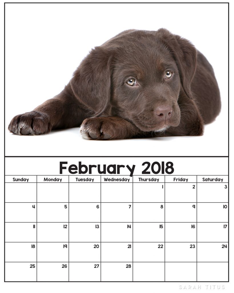 Free printable puppy calendars