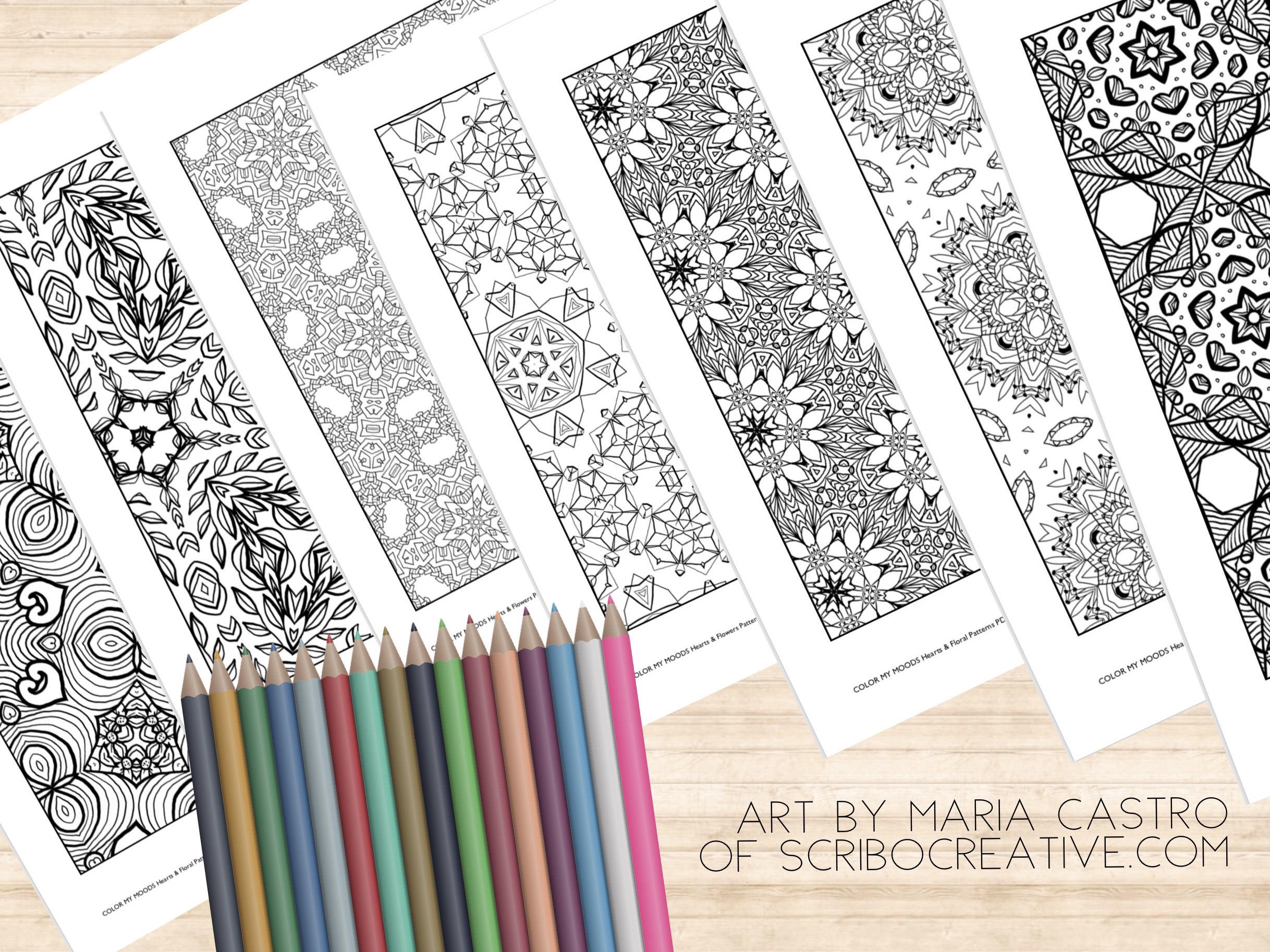 Adult coloring page intricate hearts floral patterns