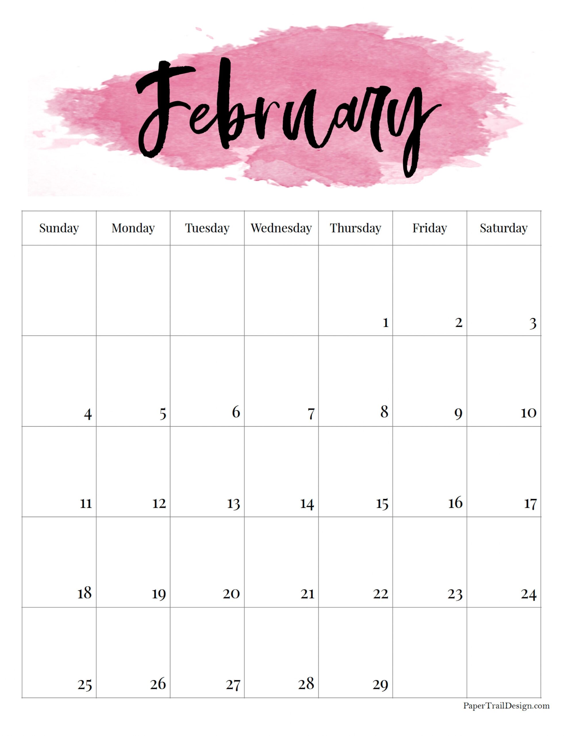 Printable calendar â watercolor