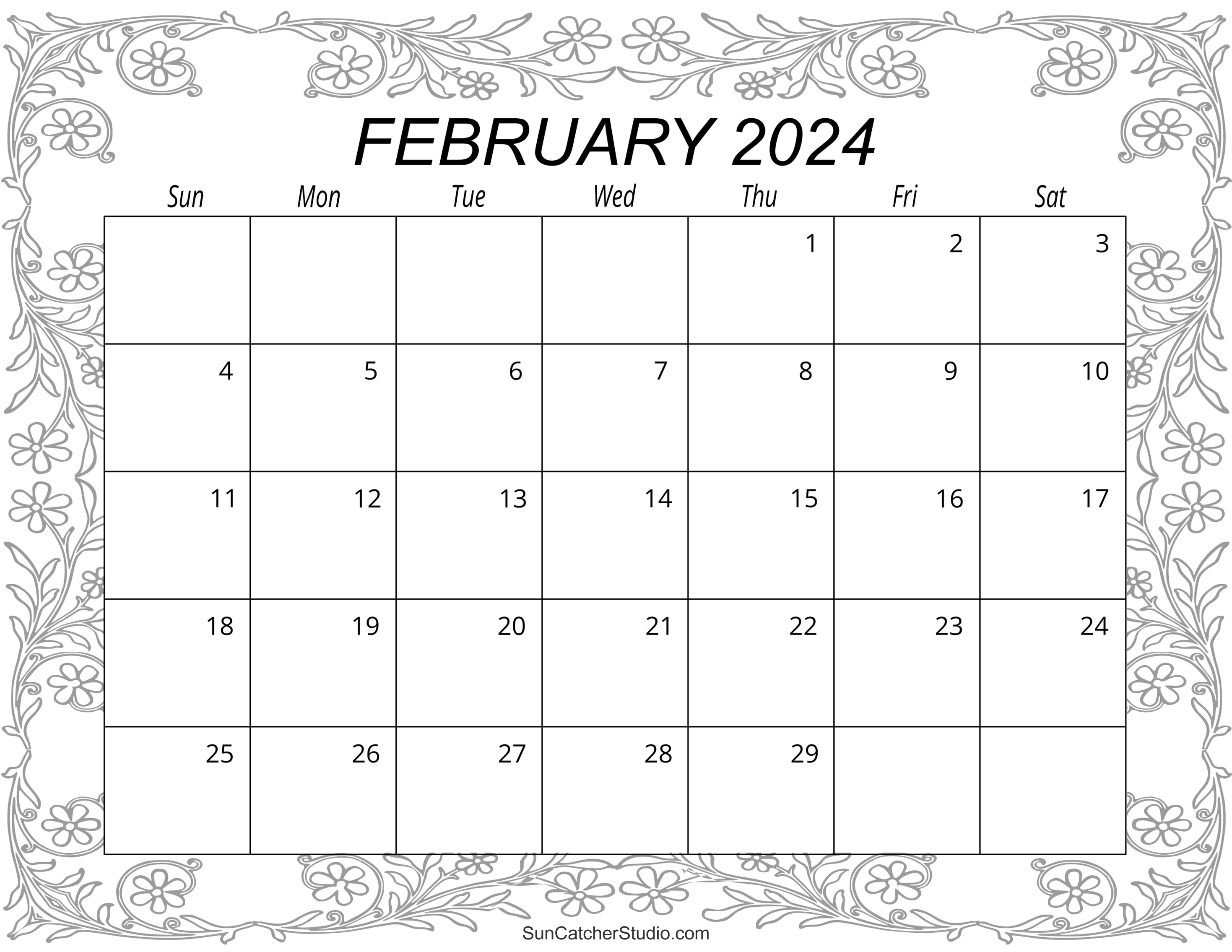 February calendar free printable â diy projects patterns monograms designs templates