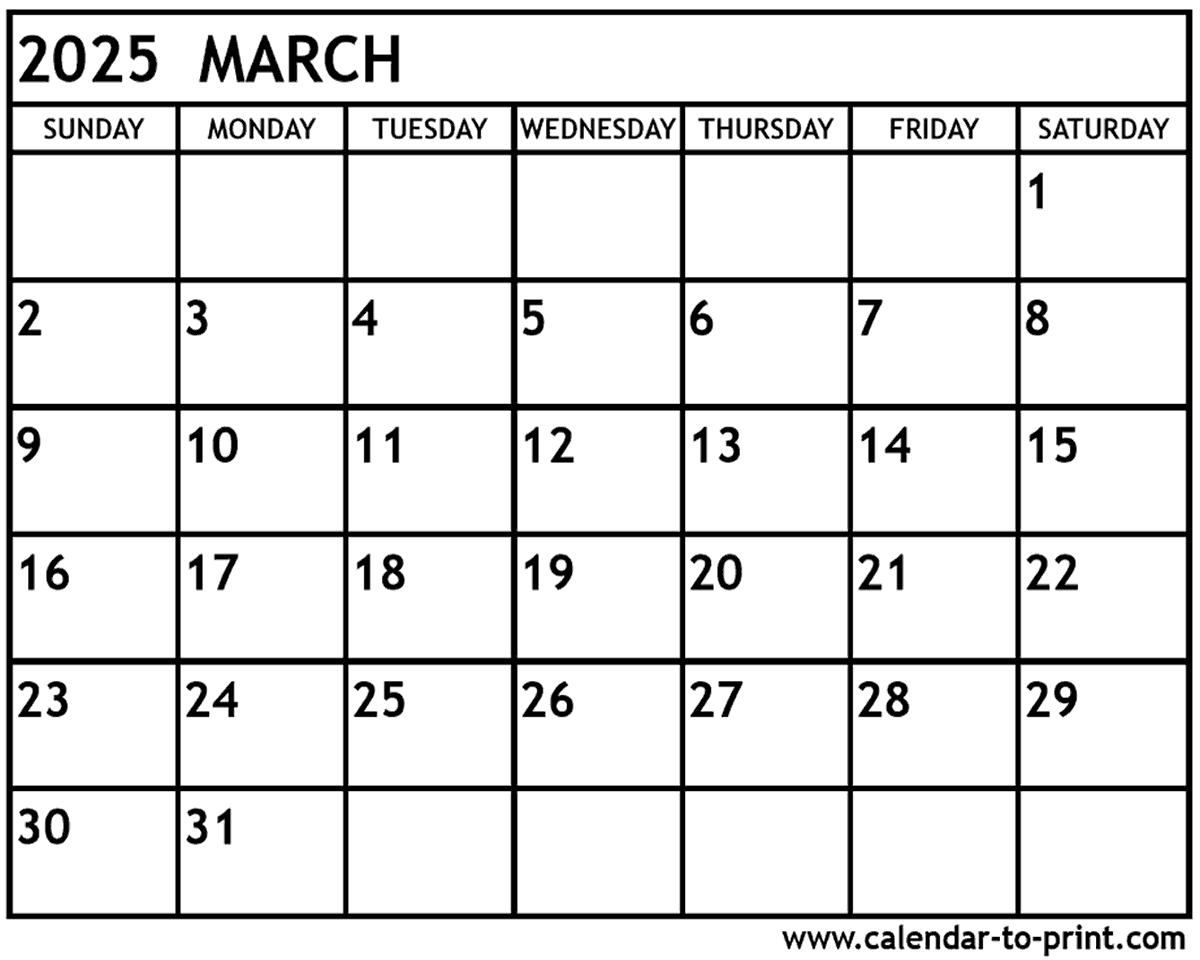 March calendar printable