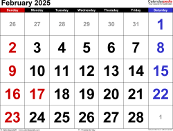 February calendar templates for word excel and pdf