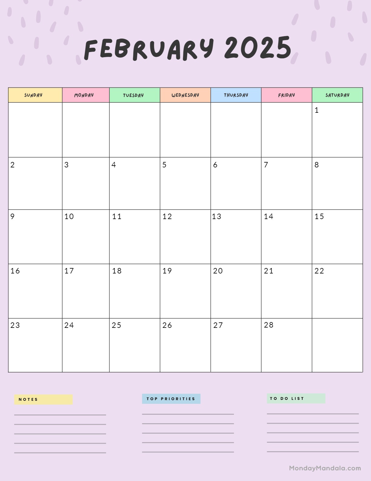 February calendar free pdf printables