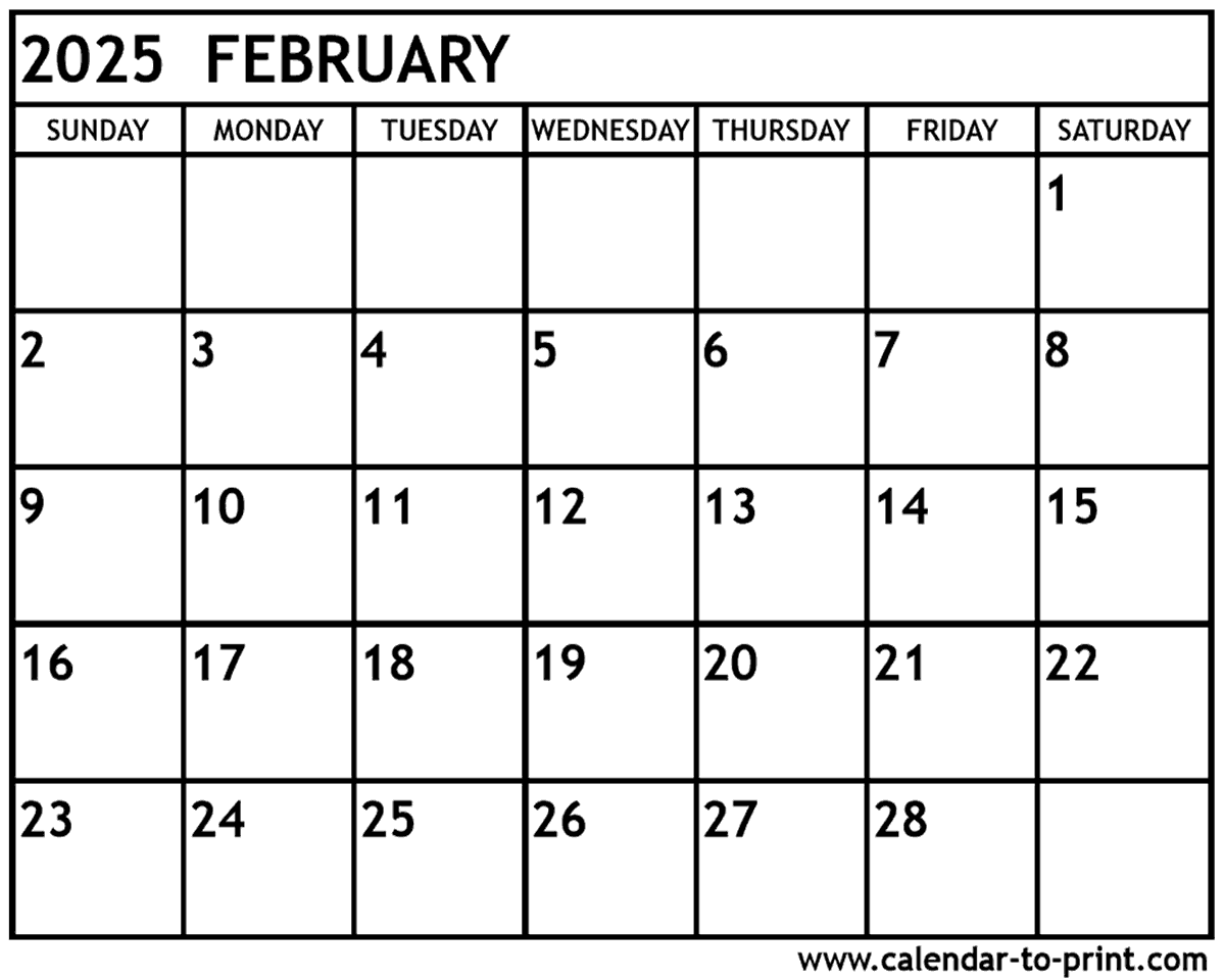 February calendar printable