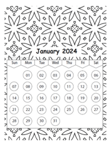Printable coloring calendar pages