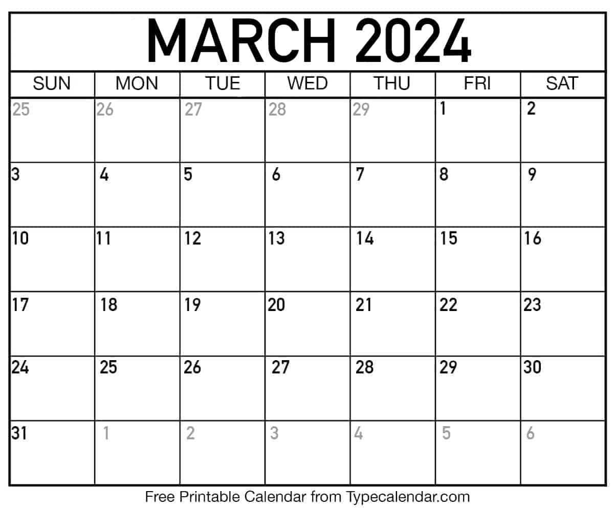 Free printable march calendars