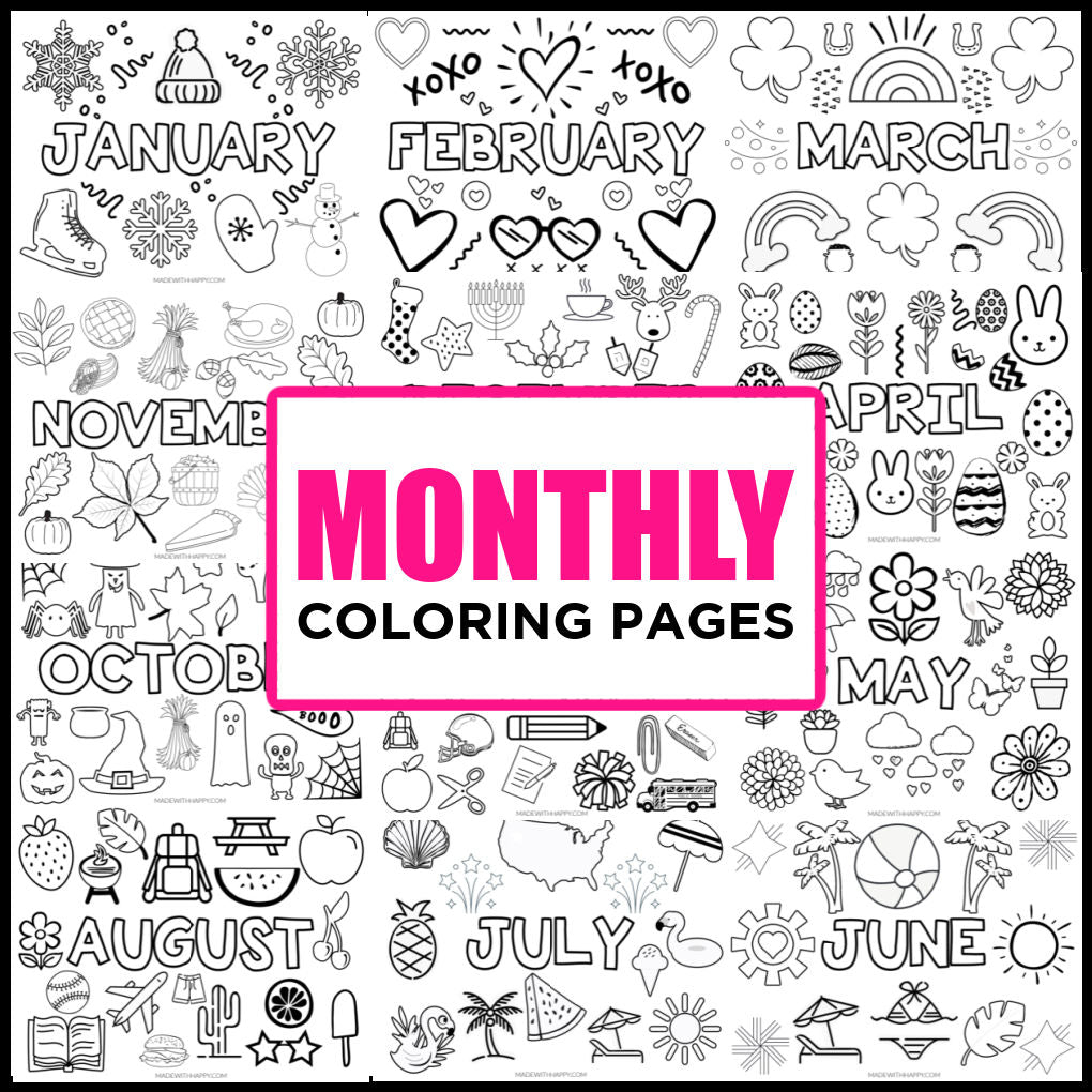 Months coloring ebook â