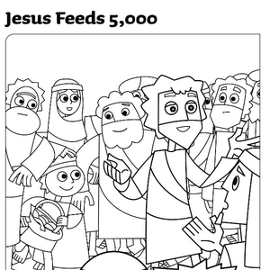 Jesus feeds coloring page