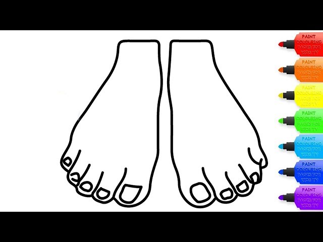 How to draw foot coloring page for kids i learn coloring book with foot