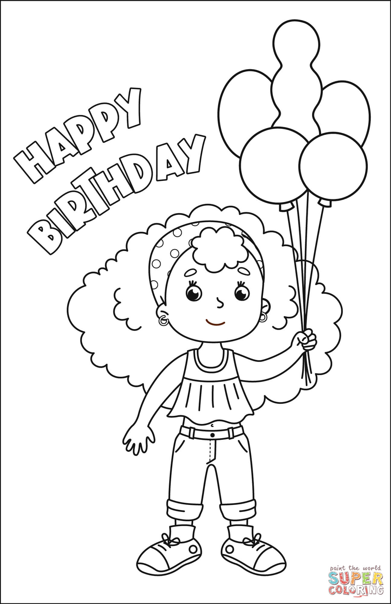 Dibujo de feliz cumpleaãos con niãa para colorear dibujos para colorear imprimir gratis