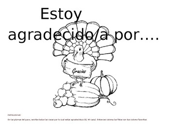 Dia de gracias coloring tpt