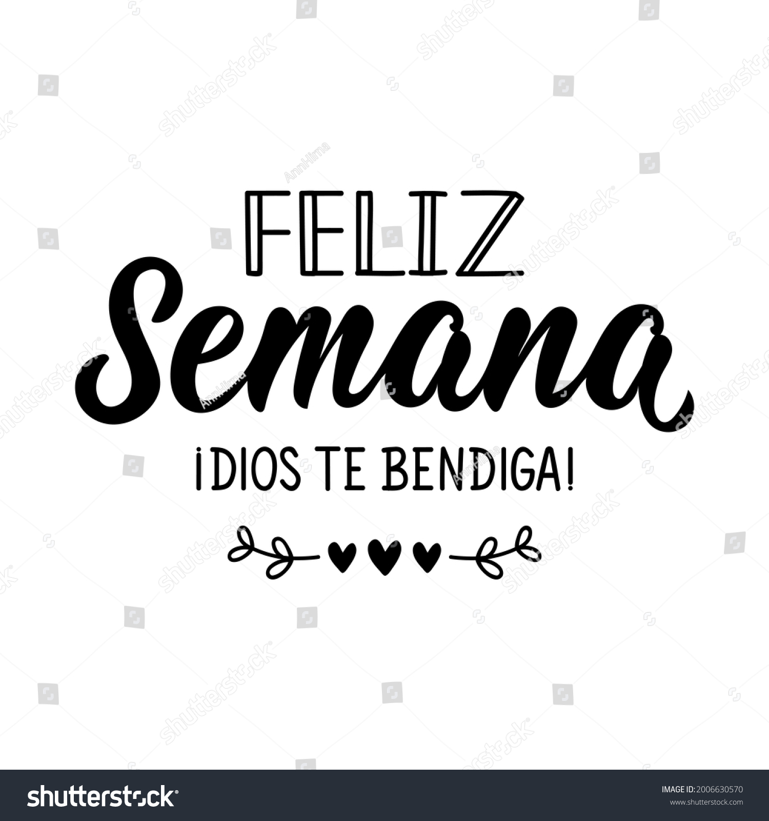 Feliz semana dios te bendiga lettering stock vector royalty free